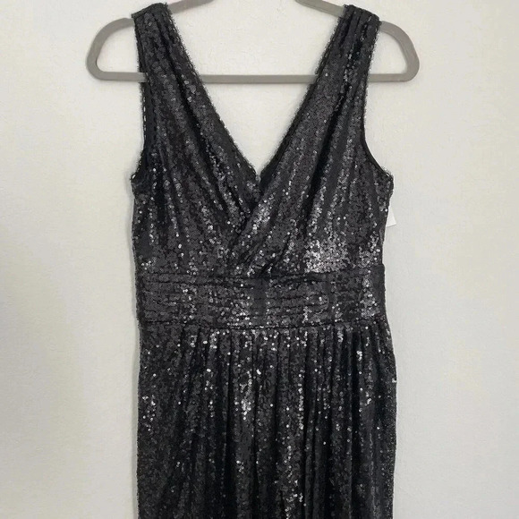 Kate Kasin Sequin Formal Cocktail Party Evening Maxi Dress Black Size 6 - Picture 3 of 13